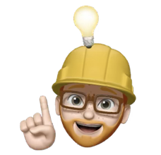 Cartoon with hard hat and idea lightbulb